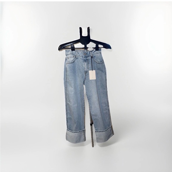 Zenana Signature Denim - Zenana Women’s Sz 25 Size 2 Light Wash Boyfriend Cuff Wide Leg High Rise Jeans